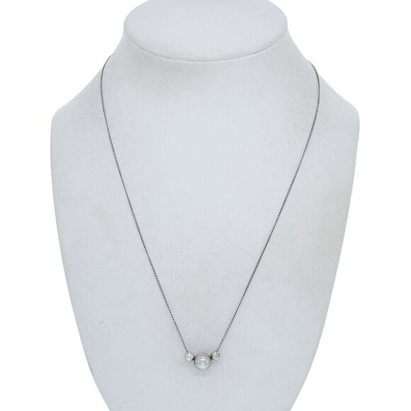 Vintage Sterling Silver 925 Triple Ball Minimalist Design Necklace 19" - Picture 1 of 5